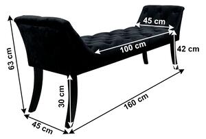 Designová lavice, černá Velvet látka / kaučukové dřevo, HEMY TYP 1