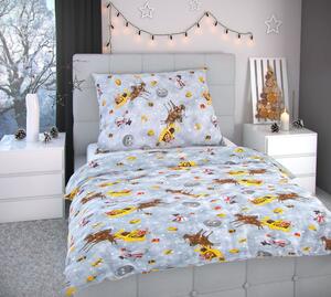 Kvalitex Francouzské vánoční povlečení SNĚHULÁCI šedí 1x 220/200, 2x 70/90cm