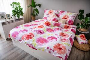 Jahu Flores pink 3dílné bavlněné povlečení Rozměr: 1x 70 x 90, 1x 140 x 200 a 1x 40 x 40 cm