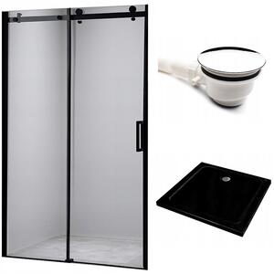 BPS-koupelny Posuvné sprchové dveře HYD-PD03B 100 černé/transparent pro instalaci do niky + vanička HYD-OSV-ST06A 100x100 černá