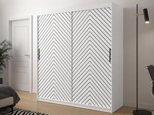 Moderní posuvná skříň Ratintu 1 180 cm, Úložný prostor: ne, Barva: bílá / bílá + černý mat Mirjan24 5903211151156