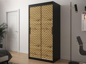 Moderní šatní skříň Ratintu 1 100 cm, Úložný prostor: ne, Barva: černá / dub artisan + černá Mirjan24 5903211151088