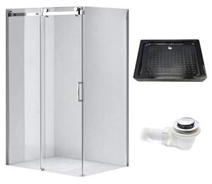BPS-koupelny Obdélníkový sprchový kout HYD-OK203C 120x80 chrom/transparent + vanička HYD-OSV-SXL03E černá