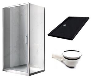 BPS-koupelny Obdélníkový sprchový kout HYD-OK06B 100x80 chrom/transparent + vanička HYD-OSV-ST03A černá