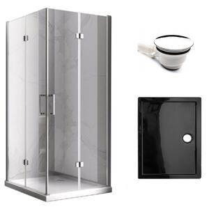 BPS-koupelny Obdélníkový sprchový kout HYD-OK12A 90x80 chrom/transparent + vanička HYD-OSV-ST03E černá