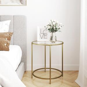 Odkládací stolek Skleněný Glamour Zlatý Ø 50 cm GLAM