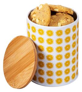 Wenko Kovová dóza s bambusovým víkem (citronová/bílá) (100389999001)