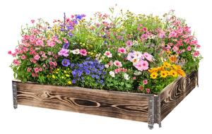 ATMOWOOD Dřevěný vyvýšený záhon s kováním 120 x 120 x 20 cm - opálený hnědý