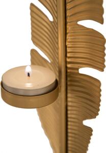 Zlatý stolní stojan na svíčku Mauro Ferretti Feather B, 10x10x30 cm