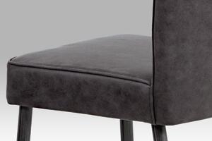 Jídelní židle, potah šedá látka v dekoru vintage kůže, kovová podnož, dekor broušený antik HC-323 GREY3