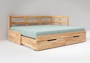 BMB Tandem Harmony rozkládací postel s pravým čelem - buk Moření: Lak, Provedení: Jádrový buk cink, Typ: oblé rohy, Rozměr: 80/160 x 200 cm