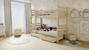 Vomaks unit, s.r.o. Patrová postel M 007 rozměr matrace: 80 x 180 cm, Povrchová úprava: surové dřevo, Prostor mezi lůžky: 80 cm