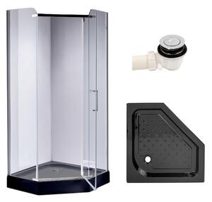 BPS-koupelny Pětiúhelníkový sprchový kout HYD-PK91B 90x90 chrom/transparent + vanička HYD-PSV-SXL07B černá