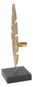 Zlatý stolní stojan na svíčku Mauro Ferretti Feather B, 10x10x30 cm