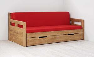 BMB Tandem Harmony rozkládací postel s područkami - buk Moření: Lak, Provedení: Jádrový buk cink, Typ: oblé rohy, Rozměr: 80/160 x 200 cm