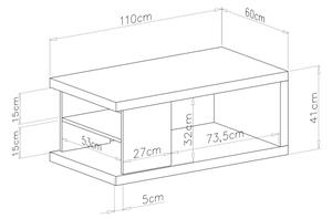 Konferenční stůl s policí a úložným prostorem LORA 110x60 cm dub artisan/černá