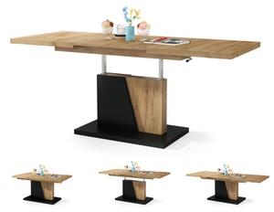 Rozkl. konfer./jídel. stůl se zved. desk. NINO 120/150/180x70 cm dub craft/černá