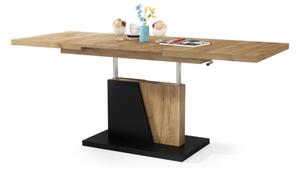 Rozkl. konfer./jídel. stůl se zved. desk. NINO 120/150/180x70 cm dub craft/černá