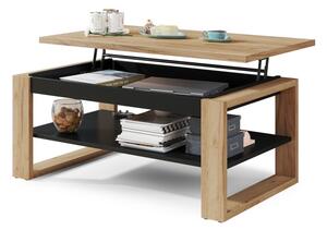 Konferenční stůl se zvedací deskou a policí NEA 110x65 cm dub craft/černá