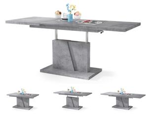 Rozkl. konferenční/jídel. stůl se zved. deskou NINO 120/150/180x70 cm šedá beton