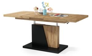 Rozkl. konfer./jídel. stůl se zved. desk. NINO 120/150/180x70 cm dub craft/černá
