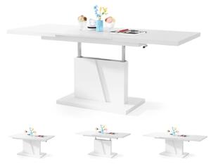 Rozkládací konferenční/jídelní stůl se zveda. deskou NINO 120/150/180x70 cm bílá