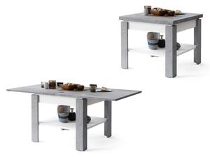 Rozkládací konferenční s odkládací policí LIA 65/130x65 cm šedá beton/bílá