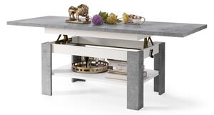 Rozkládací konferenční se zvedací deskou ROY 130/170x65 cm šedá beton/bílá