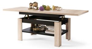 Rozkládací konferenční se zvedací deskou ROY 130/170x65 cm dub sonoma/černá