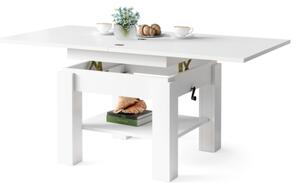 Rozkládací konferenční stůl se zvedací deskou CALEB 75/150x75 cm bílá