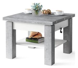 Rozkládací konferenční/jídelní stůl se zvedací deskou CALEB šedá beton/bílá