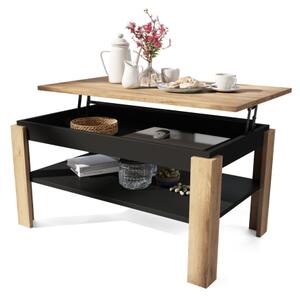 Konferenční stůl se zvedací deskou a policí ADEN 100x60 cm dub craft/černá