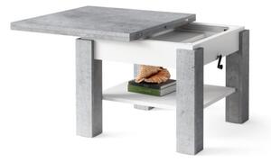 Rozkládací konferenční/jídelní stůl se zvedací deskou CALEB šedá beton/bílá