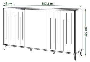 Komoda RONJA 182x102x43 cm taupe/černá