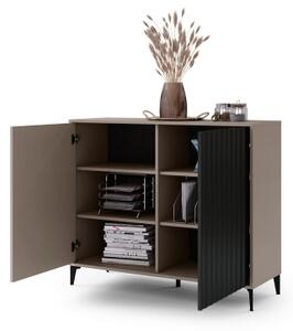 Komoda RONJA 123x102x43 cm taupe/černá
