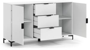 Komoda se zásuvkami a dvířky LORA 150x85x40 cm bílá