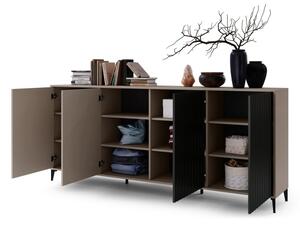 Komoda RONJA 242x102x43 cm taupe/černá