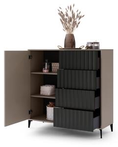 Komoda se zásuvkami RONJA 123x120x43 cm taupe/černá