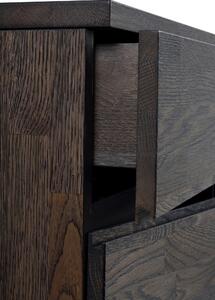 Tmavě hnědá dubová komoda Rowico Olym, 170 cm