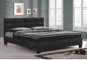 Černá manželská postel s roštem MIKEL, 160x200 cm, ekokůže