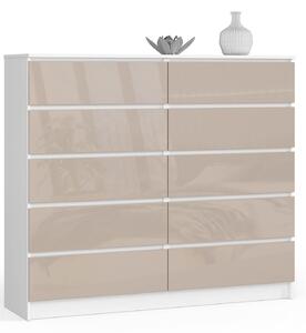 Ak furniture Komoda Kuba 140 cm 10 šuplíků bílá/cappuccino
