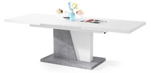 Rozkládací jídelní stůl se zvedací deskou NINO 120/150/180x70 cm bílá/šedá beton