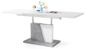 Rozkládací jídelní stůl se zvedací deskou NINO 120/150/180x70 cm bílá/šedá beton