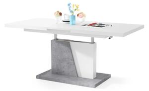 Rozkládací jídelní stůl se zvedací deskou NINO 120/150/180x70 cm bílá/šedá beton