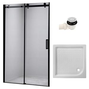 BPS-koupelny Posuvné sprchové dveře HYD-PD03B 100 černá/transparent pro instalaci do niky + vanička HYD-OSV-SXL02C 100x100 bílá