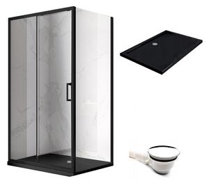 BPS-koupelny Obdélníkový sprchový kout HYD-OK103B 110x80 černý/transparent + vanička HYD-OSV-ST03B černá