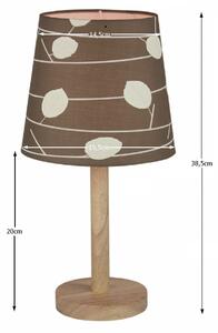 Stylová stolní lampa QENNY TYP 6, dřevo / látka vzor listy