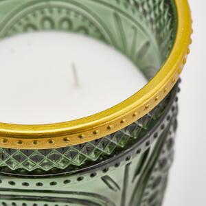 EDG Svíčka v broušené skleněné váze 23 x 15 cm, zeleno-zlatá