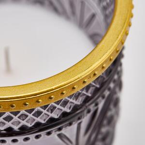 EDG Svíčka v broušené skleněné váze 23 x 15 cm, černo-zlatá