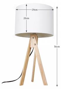 Moderní stolní lampa LILA Typ 1, bílá / přírodní dřevo